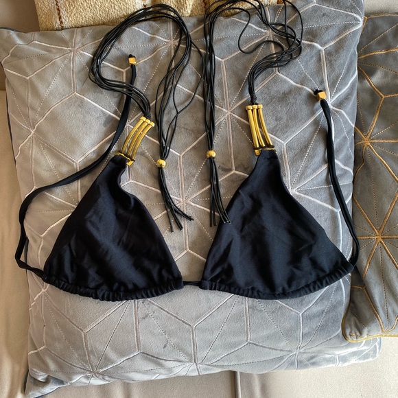 Lady Luck bikini top with gold tube detail Large - Picture 4 of 6